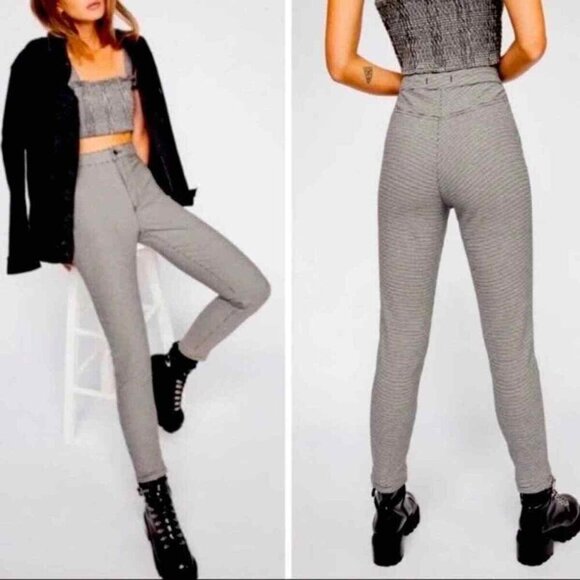 Free People We The Free Houndstooth Simone High Rise Skinny Jeans - Picture 1 of 5